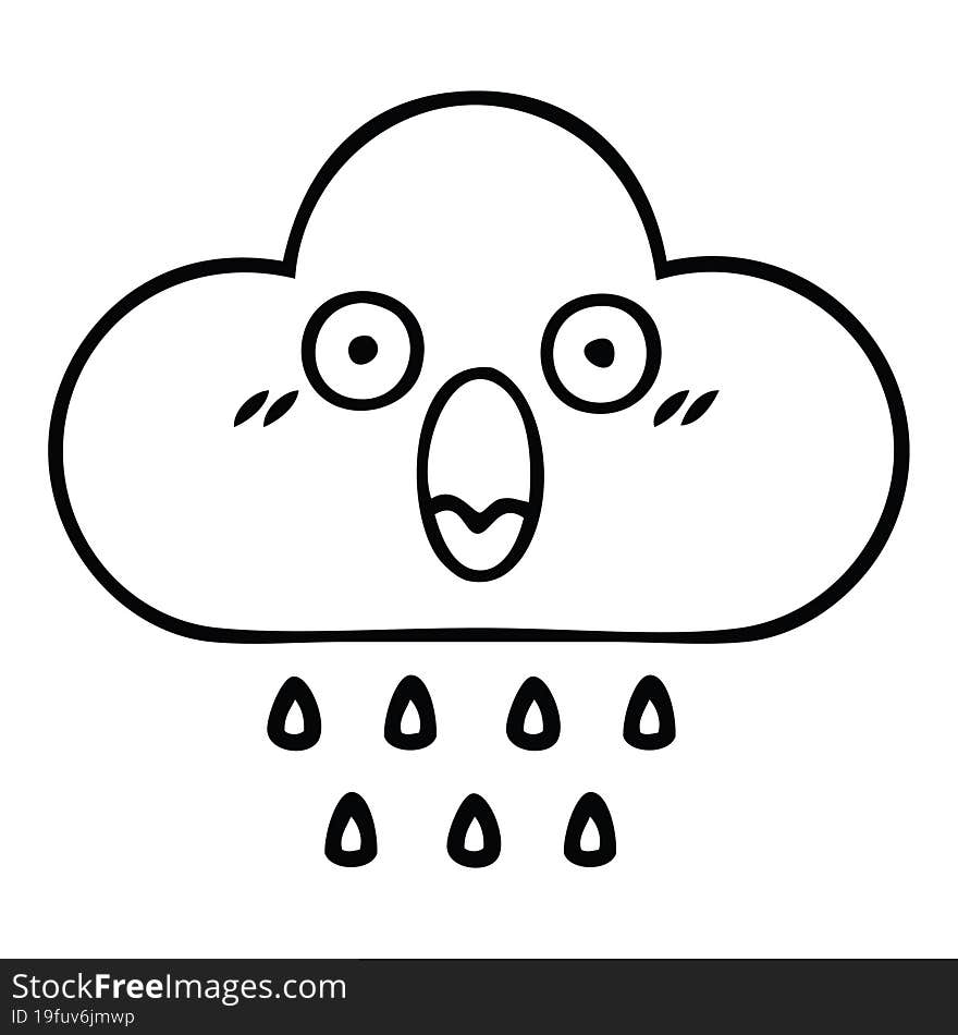 line drawing cartoon storm rain cloud