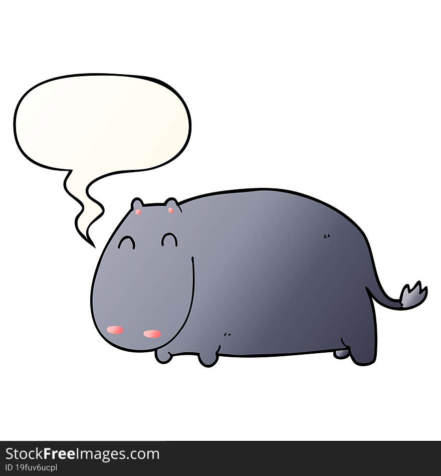 cartoon hippo and speech bubble in smooth gradient style