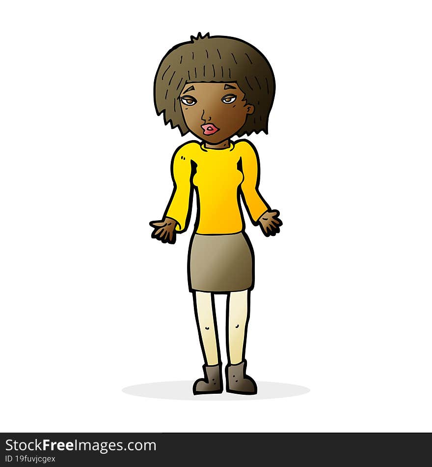 cartoon woman shrugging shoulders