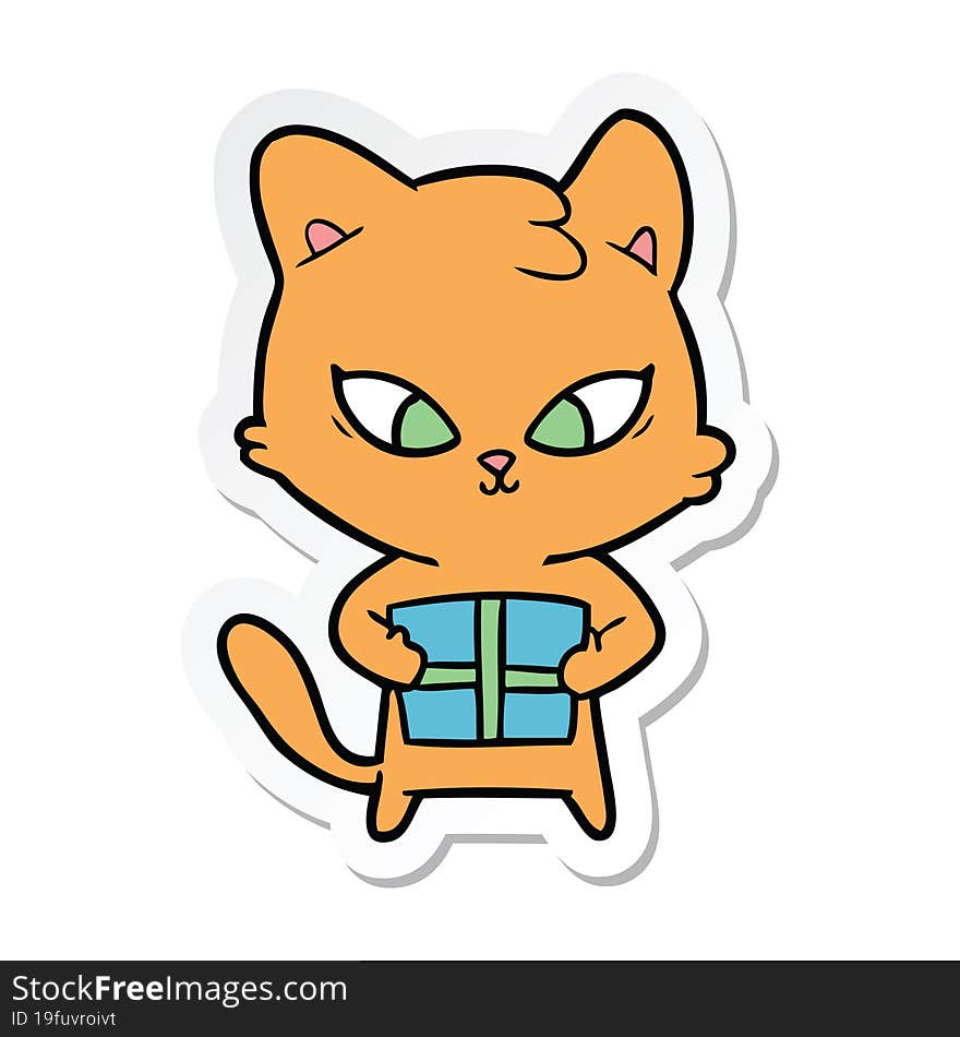 sticker of a cute cartoon cat