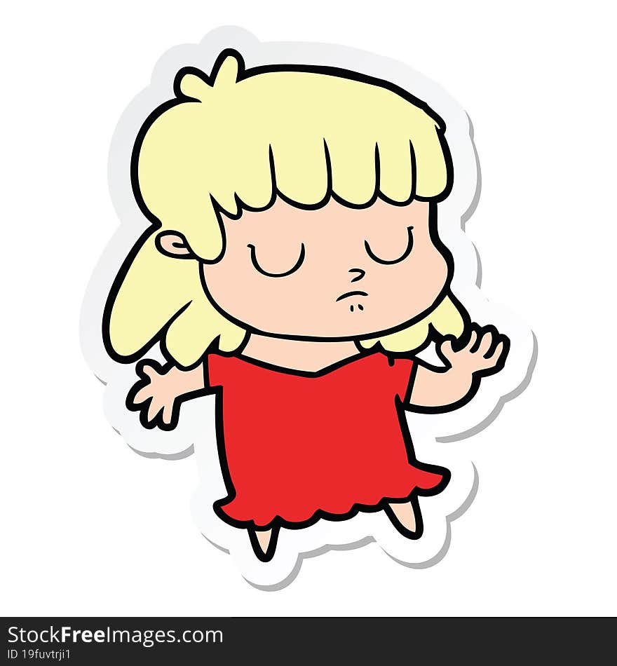 sticker of a cartoon indifferent woman