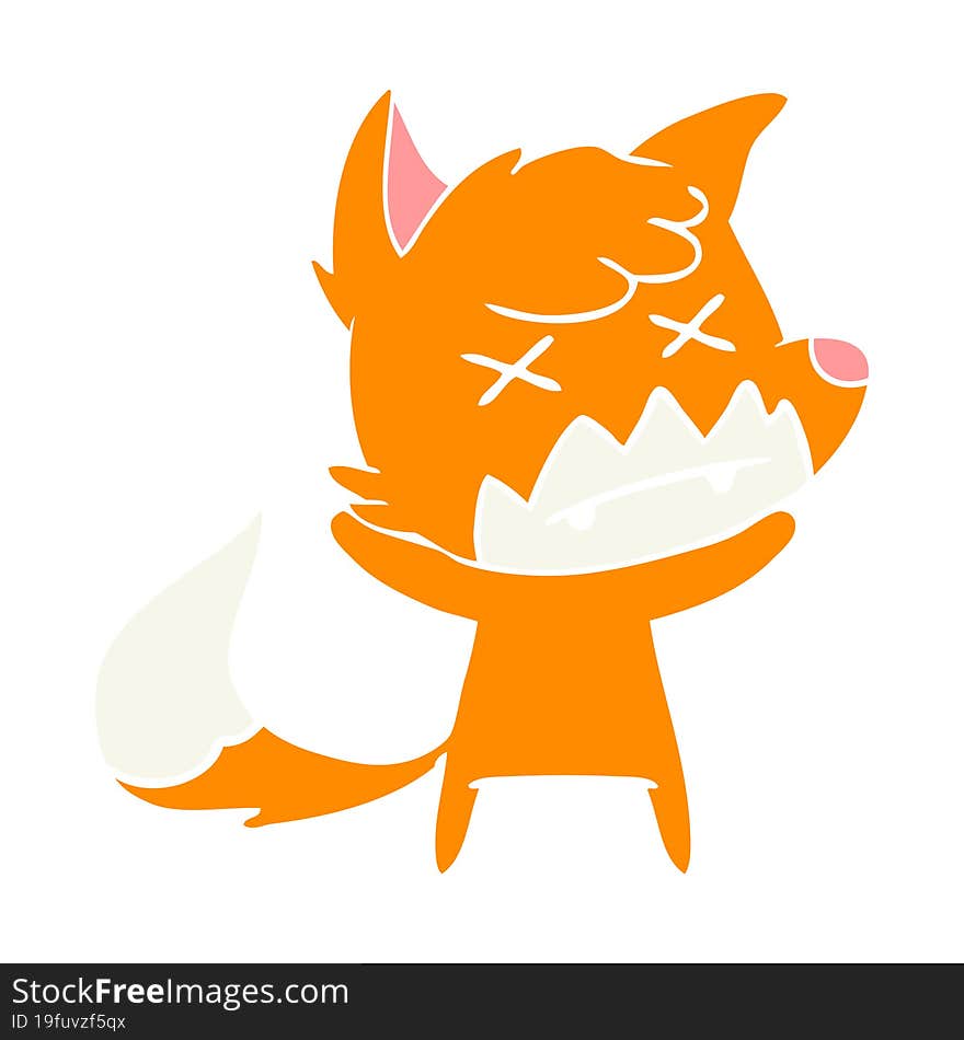 flat color style cartoon cross eyed fox