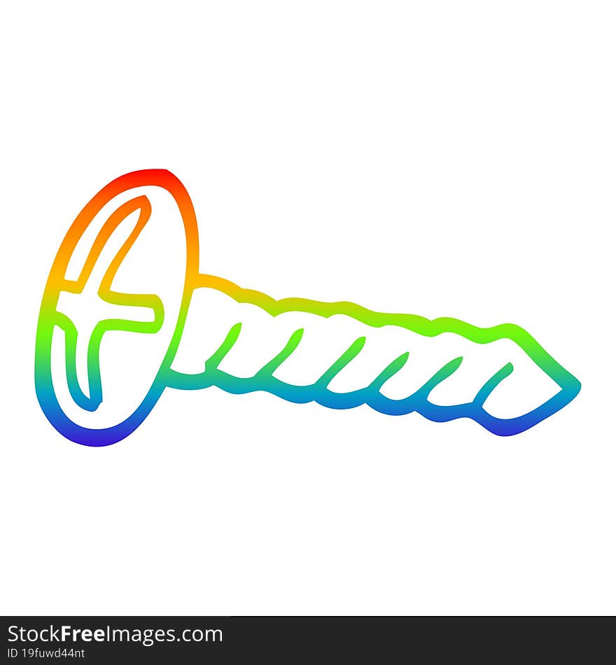 Rainbow Gradient Line Drawing Cartoon Metal Screw