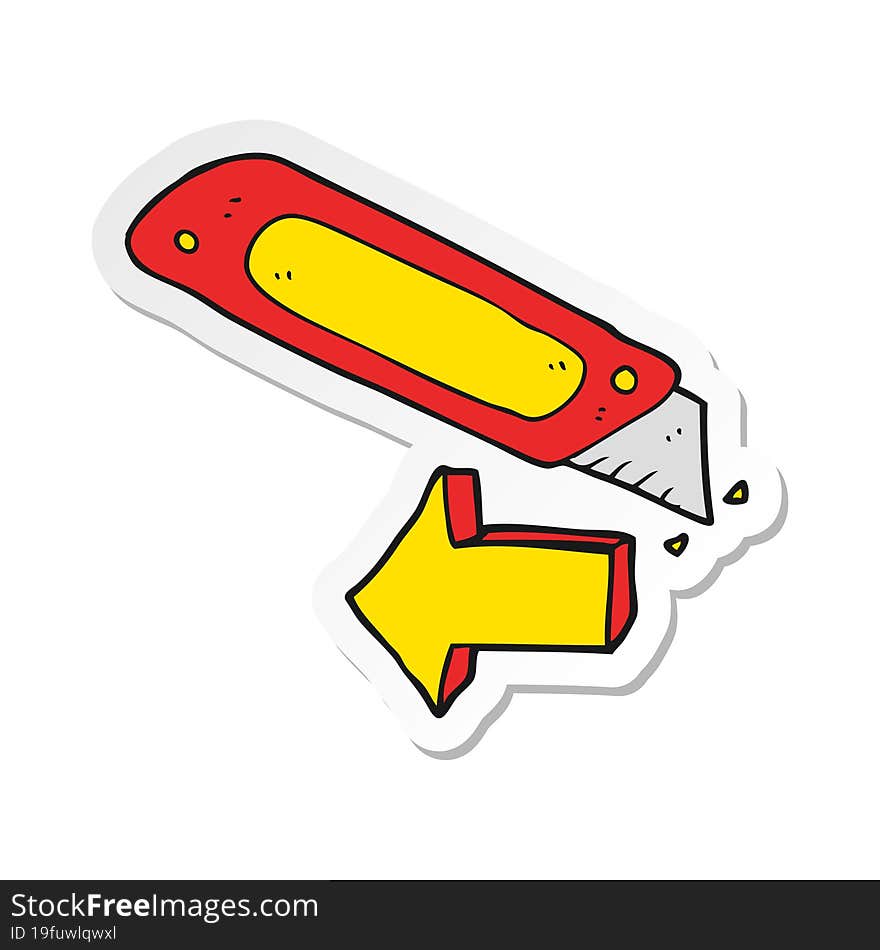 sticker of a cartoon construction knife