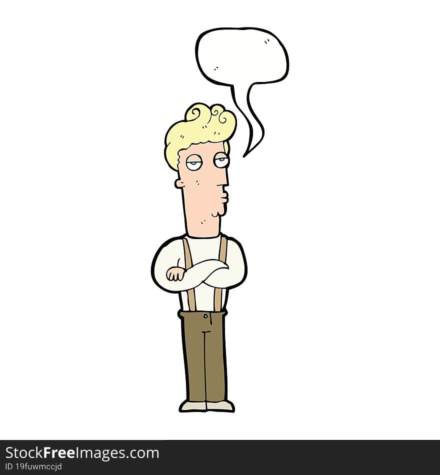 cartoon unimpressed man with speech bubble