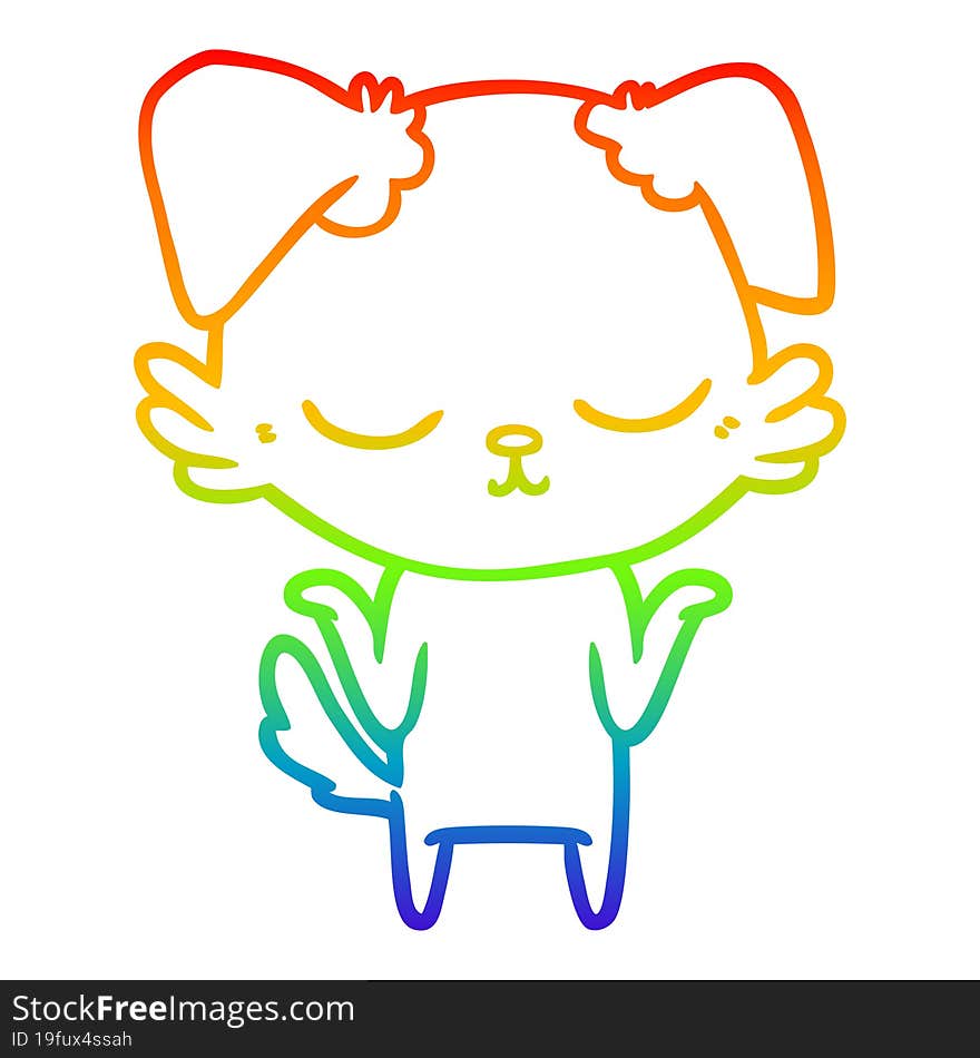 rainbow gradient line drawing cute cartoon dog