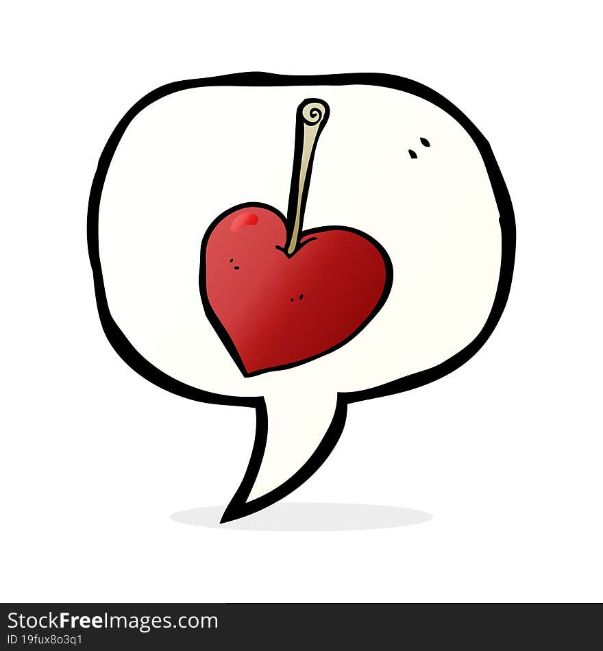 cartoon heart cherry with speech bubble