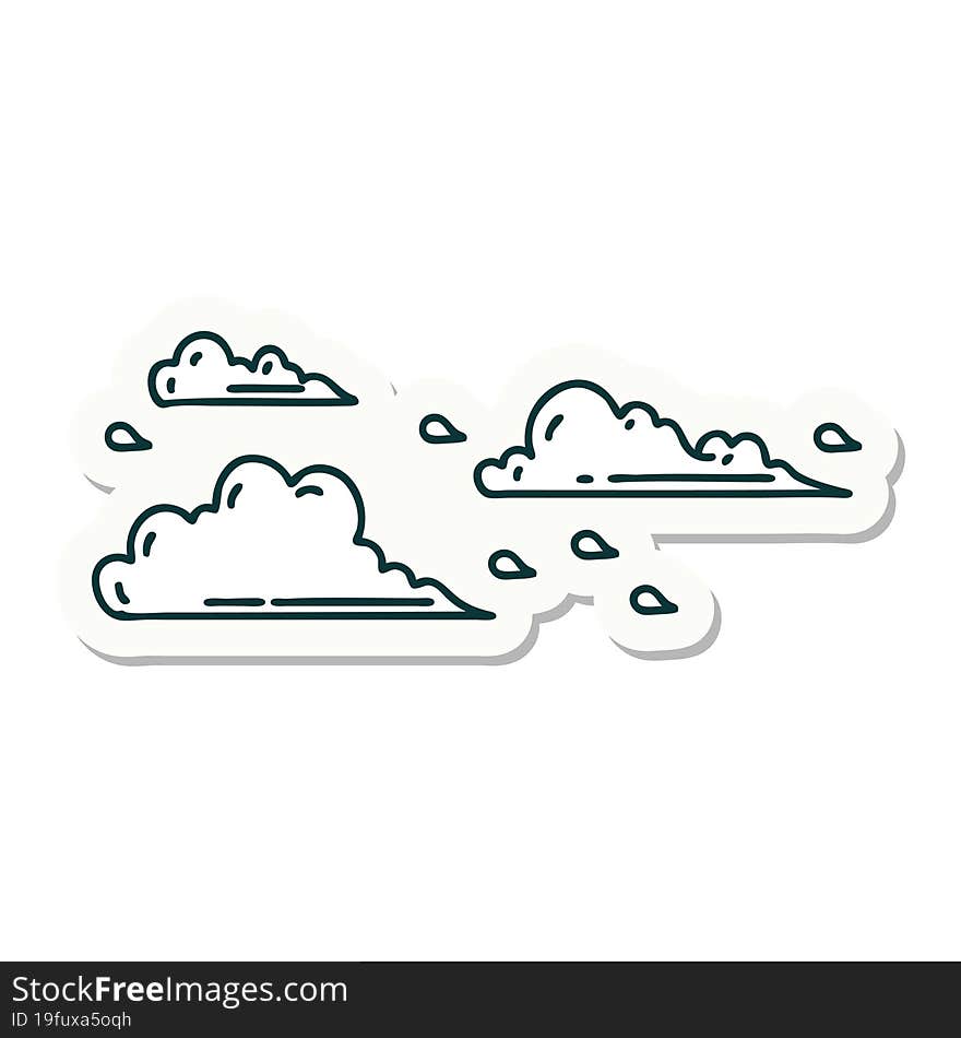 sticker of tattoo style floating clouds