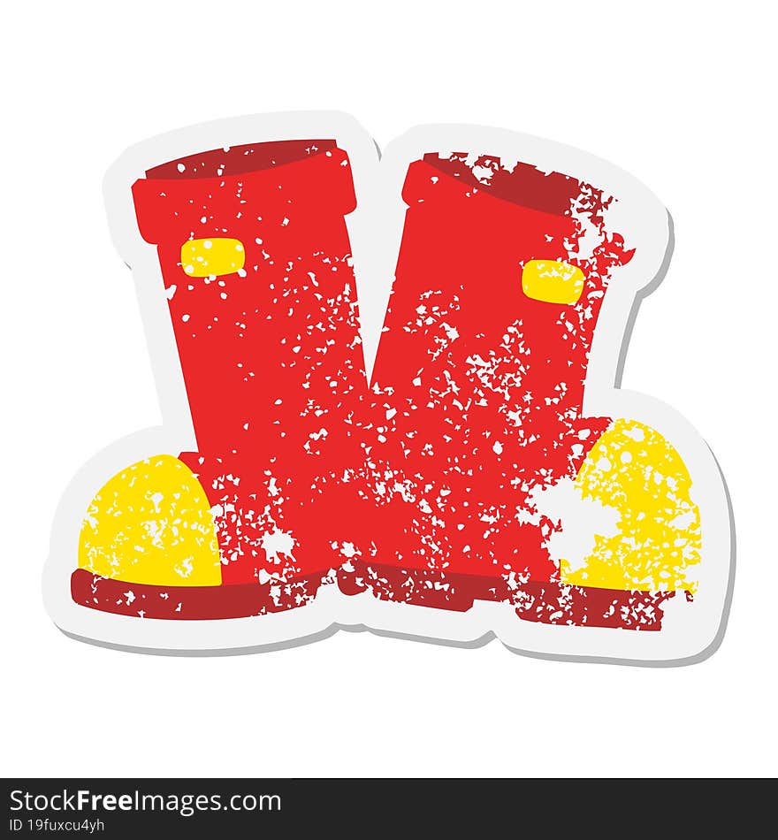 Pair Of Wellington Boots Grunge Sticker