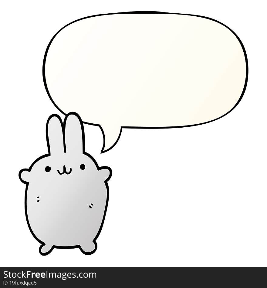 Cartoon Rabbit And Speech Bubble In Smooth Gradient Style