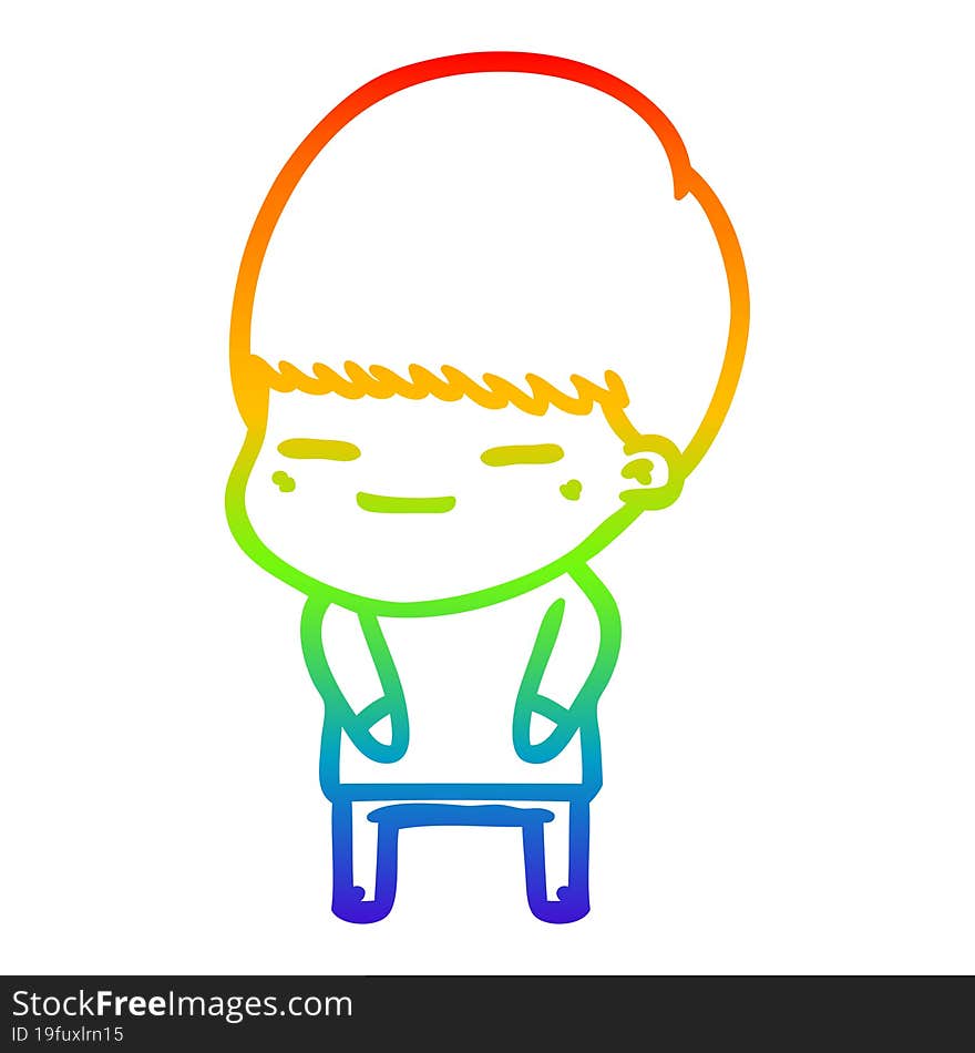 Rainbow Gradient Line Drawing Cartoon Smug Boy