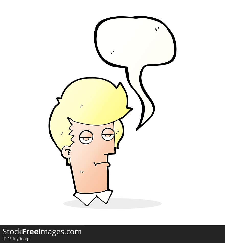 cartoon bored man with speech bubble