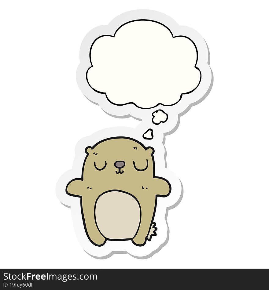 cartoon bear with thought bubble as a printed sticker