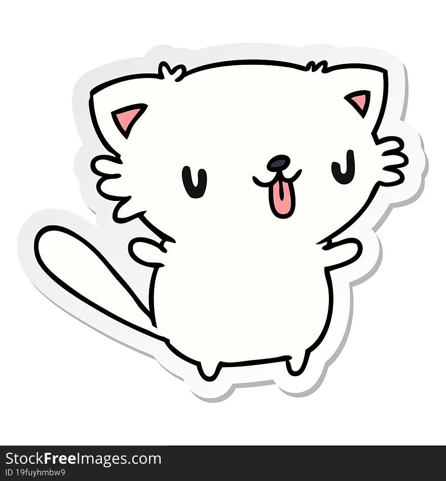 Sticker Cartoon Of Cute Kawaii Cat