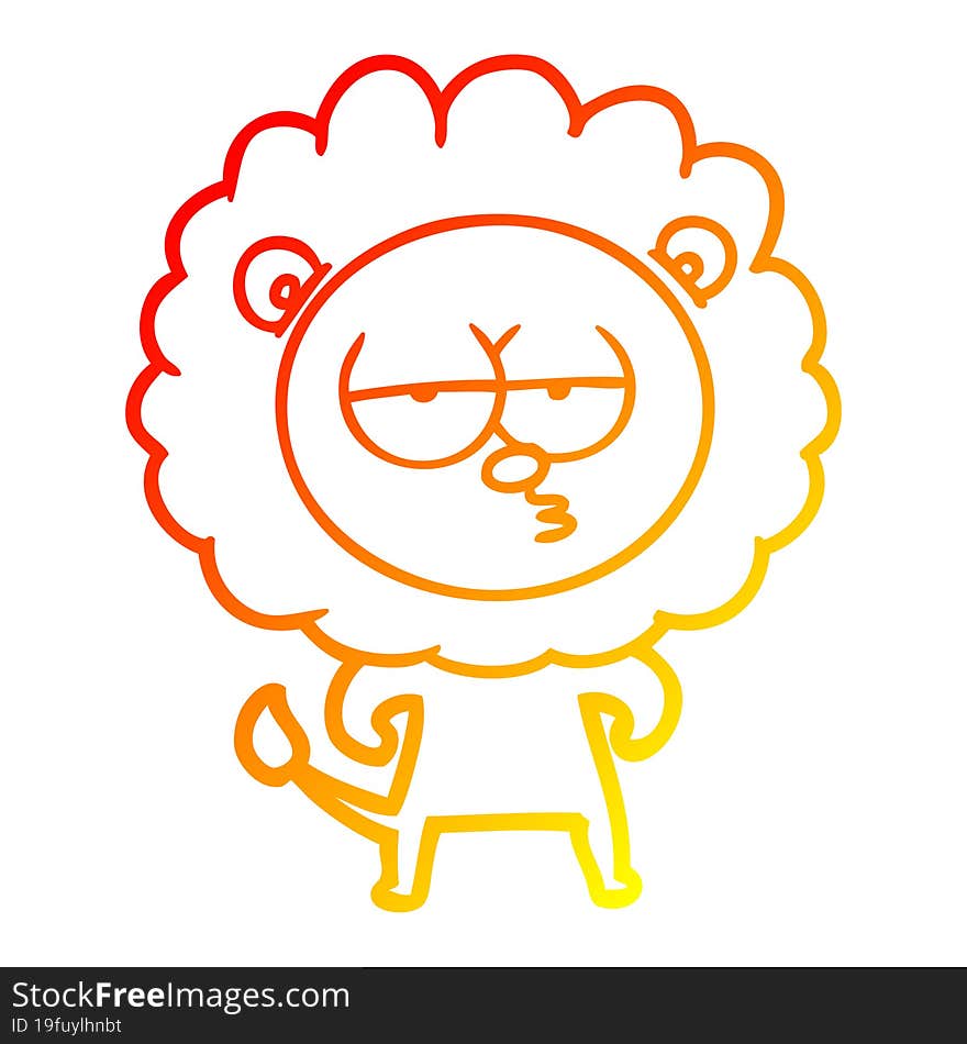 warm gradient line drawing cartoon bored lion