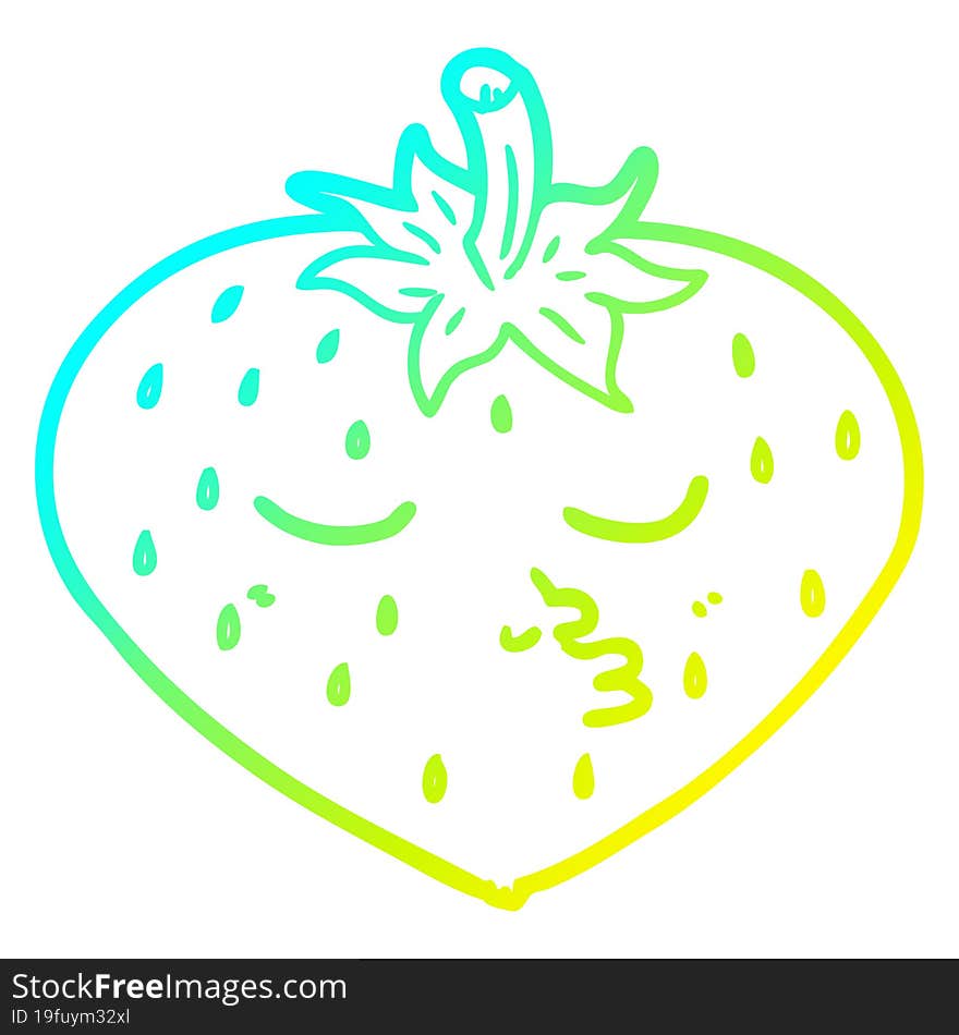 cold gradient line drawing of a cartoon strawberry