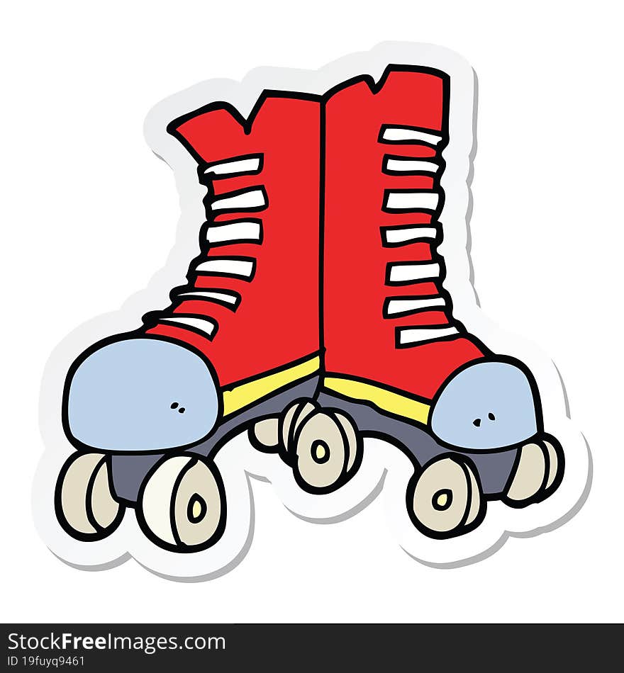 sticker of a cartoon roller boots