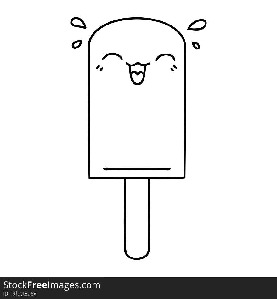 quirky line drawing cartoon orange ice lolly