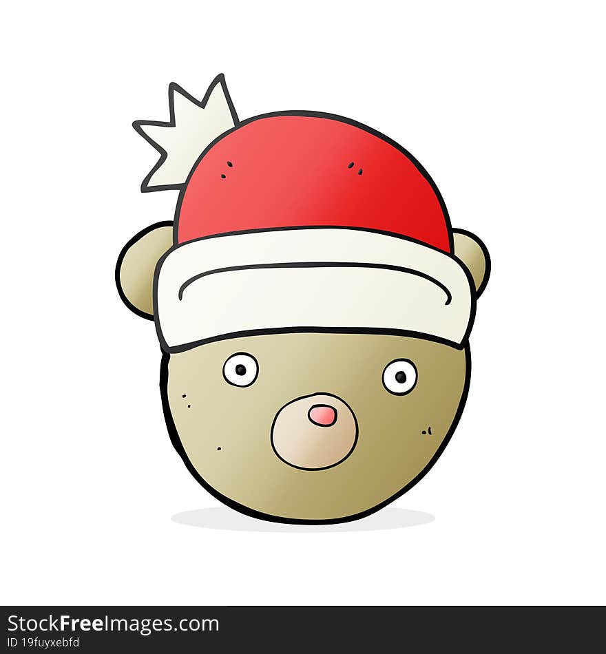 cartoon teddy bear wearing christmas hat