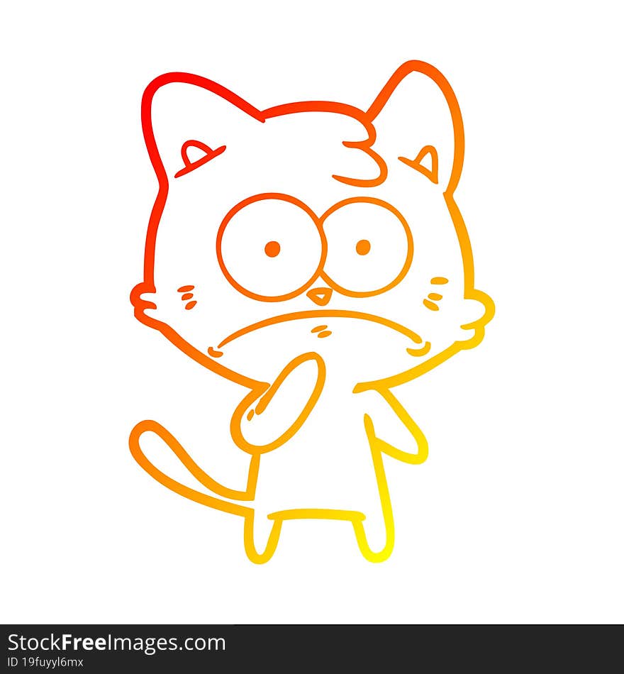 Warm Gradient Line Drawing Cartoon Nervous Cat