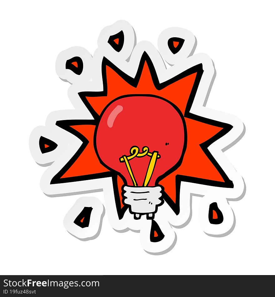 sticker of a cartoon red light bulb