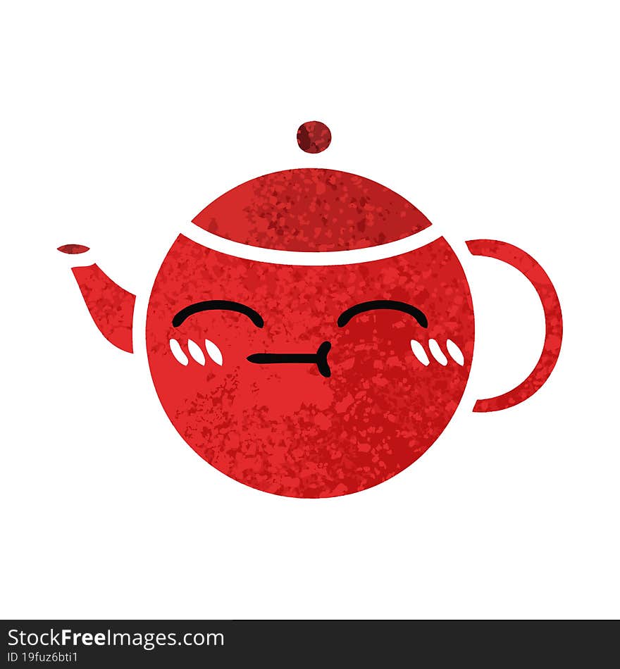 Retro Illustration Style Cartoon Teapot