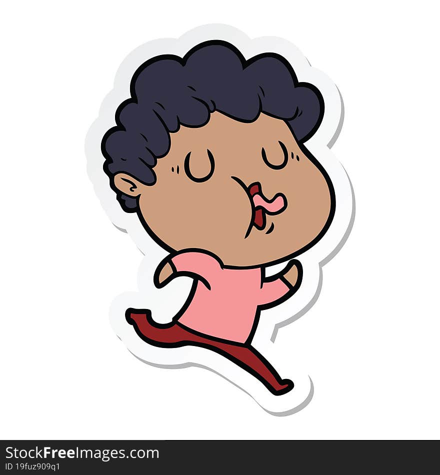 sticker of a cartoon man singing