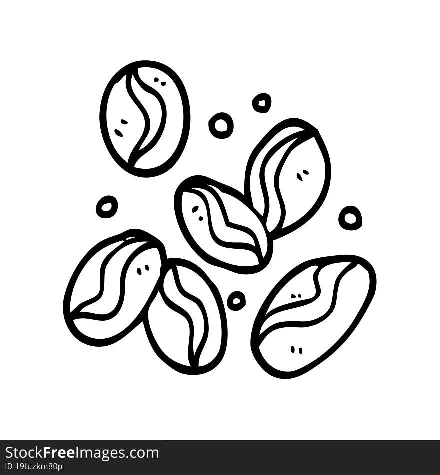 Line Drawing Cartoon Coffee Beans