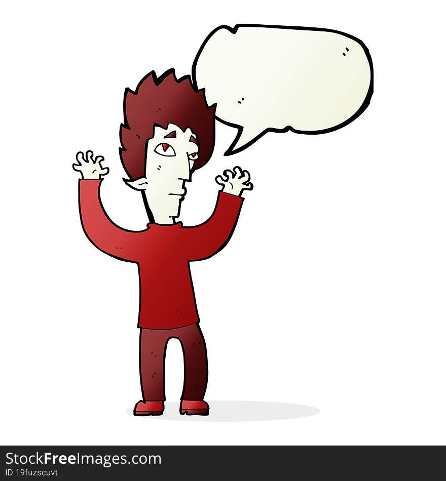 cartoon vampire giving up with speech bubble