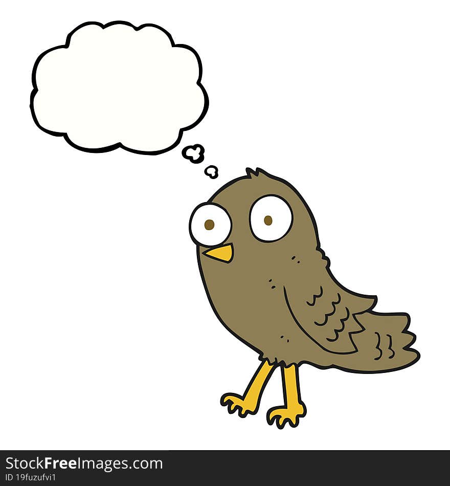 freehand drawn thought bubble cartoon bird