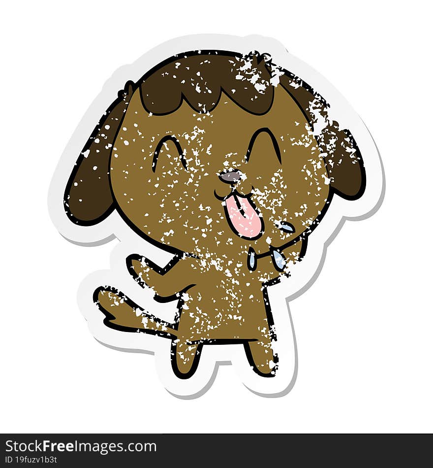 distressed sticker of a cute cartoon dog