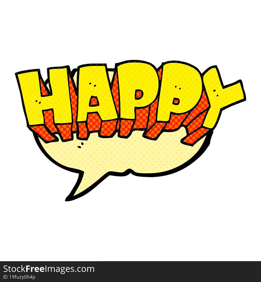 comic book speech bubble cartoon word happy