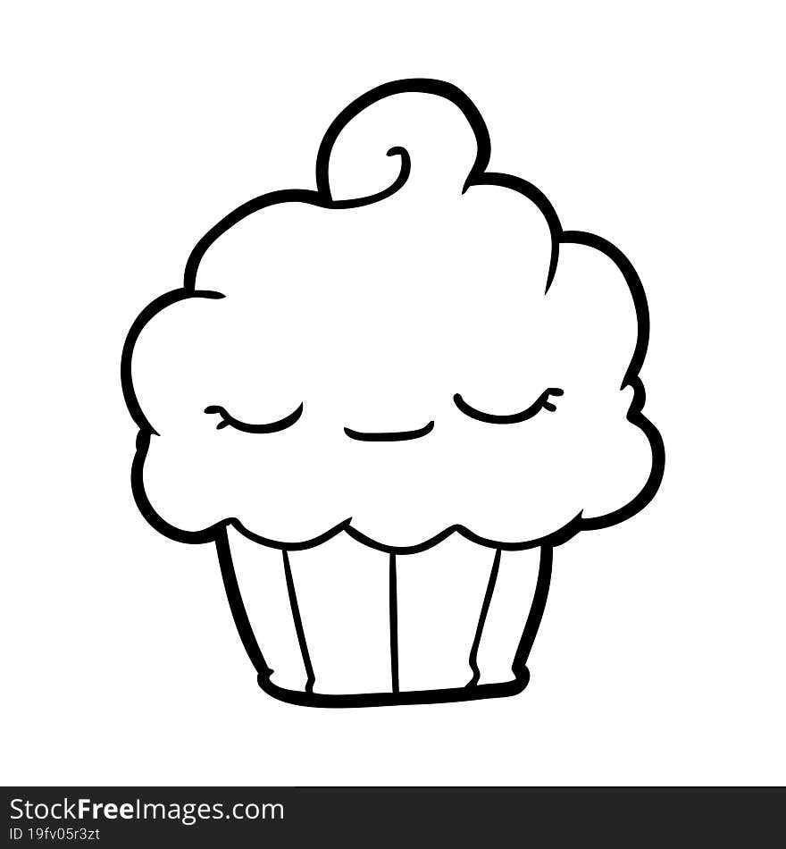 funny line drawing of a cupcake. funny line drawing of a cupcake