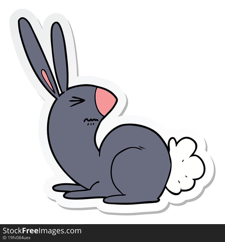 Sticker Of A Cartoon Annoyed Rabbit