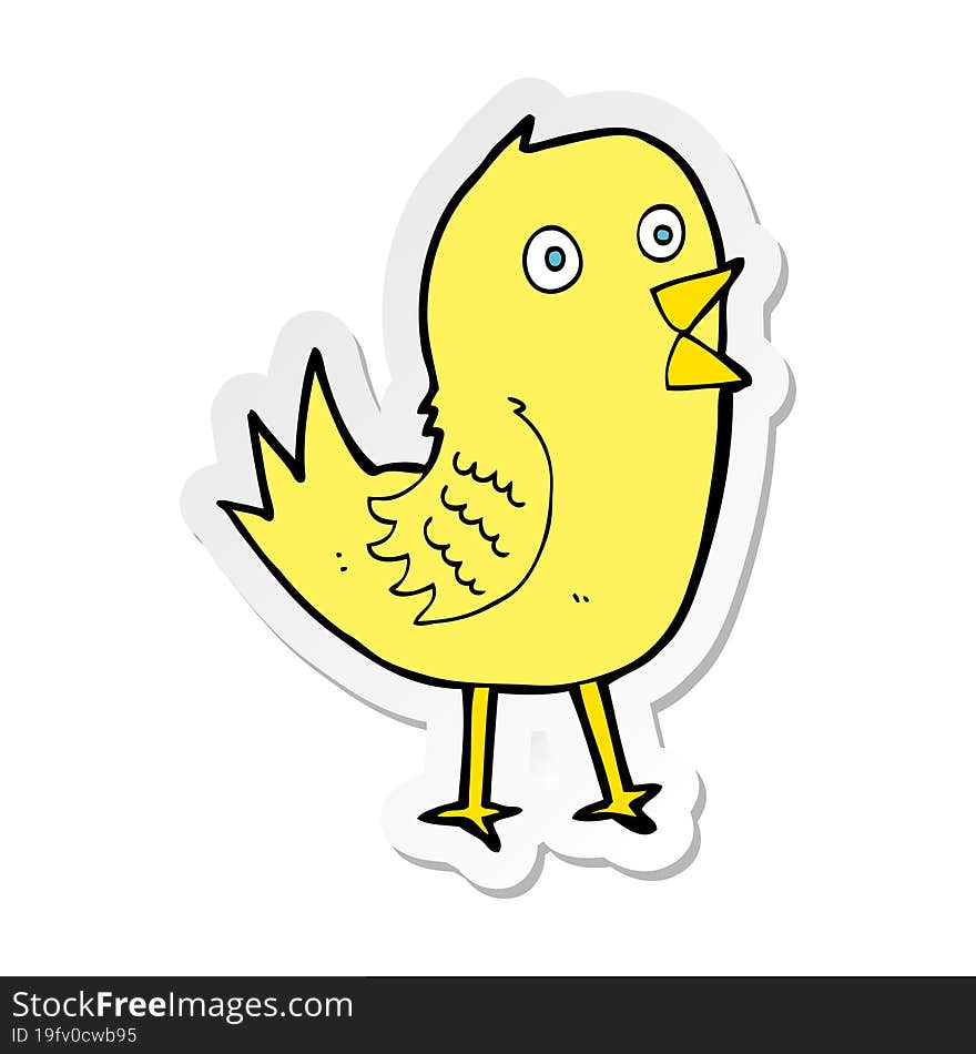 sticker of a cartoon tweeting bird