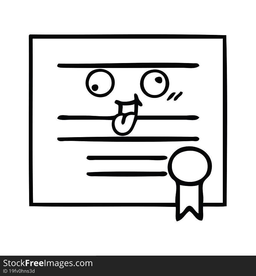 line drawing cartoon graduation diploma