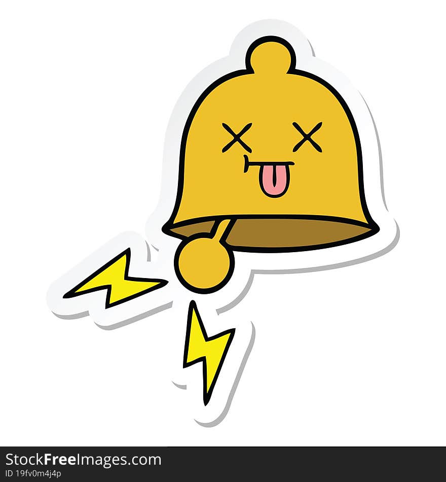 sticker of a cute cartoon ringing bell