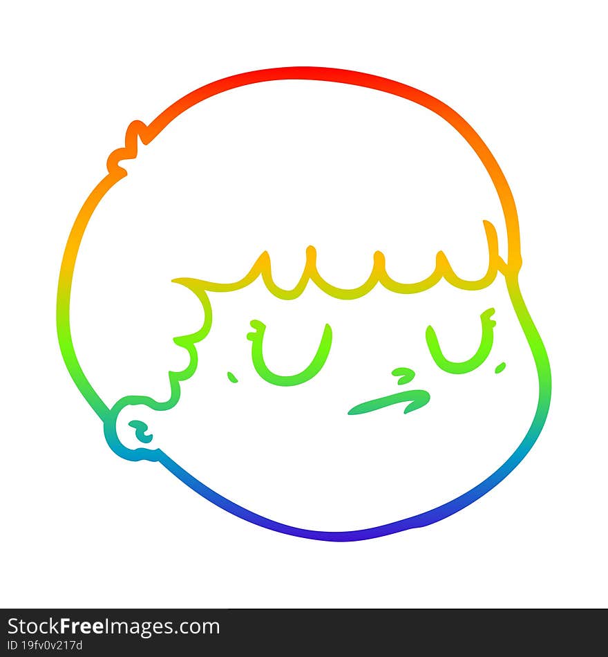 rainbow gradient line drawing cartoon male face