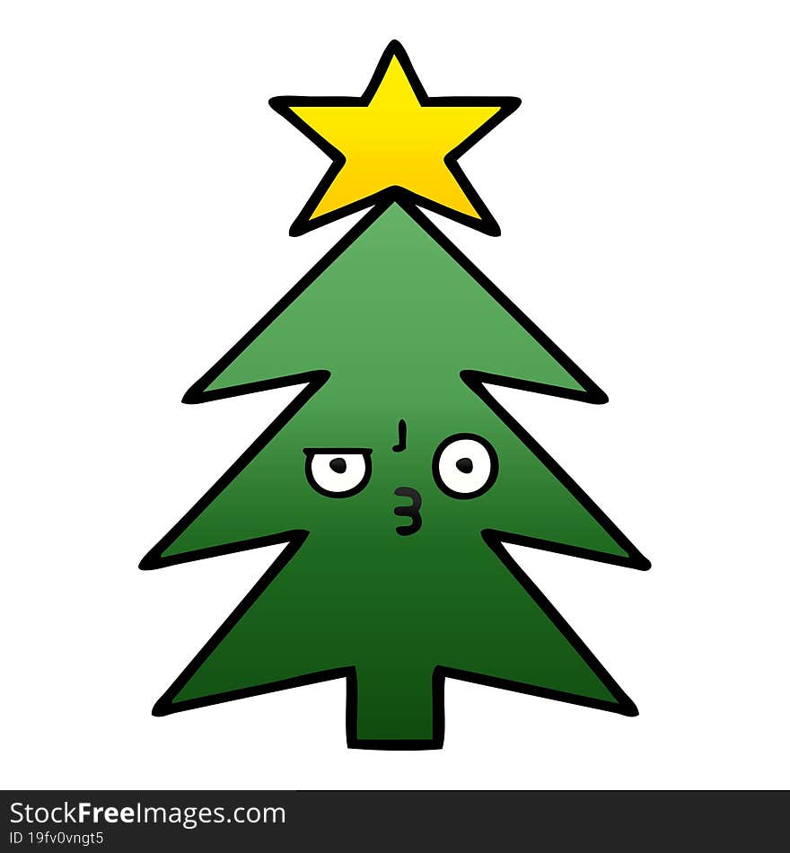 gradient shaded cartoon of a christmas tree