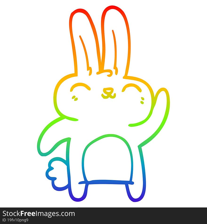 rainbow gradient line drawing cartoon happy bunny