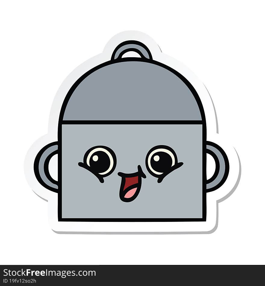 sticker of a cute cartoon cooking pot