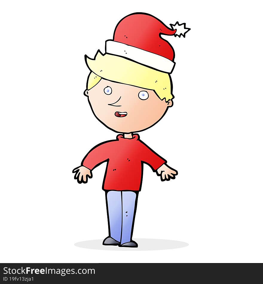 cartoon boy in santa hat