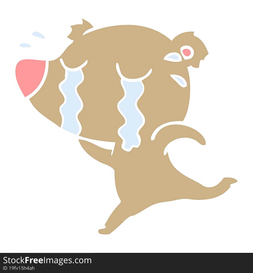 flat color style cartoon crying bear