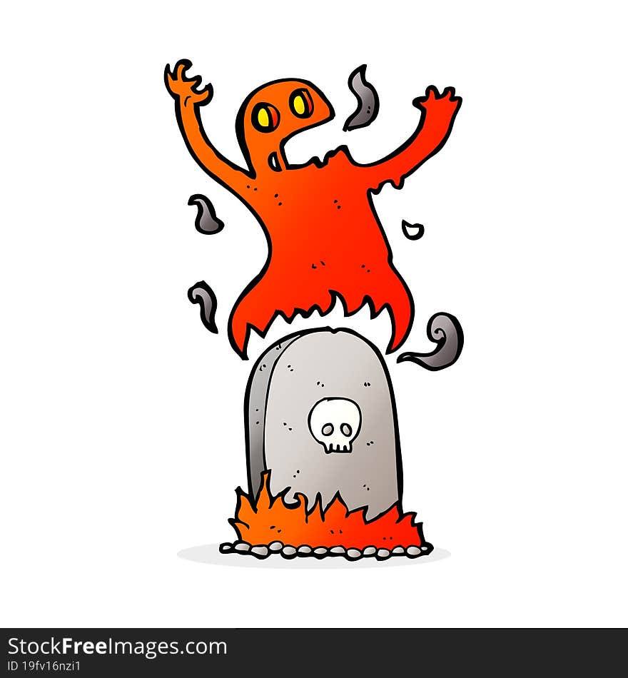 Cartoon Ghost Rising From Grave