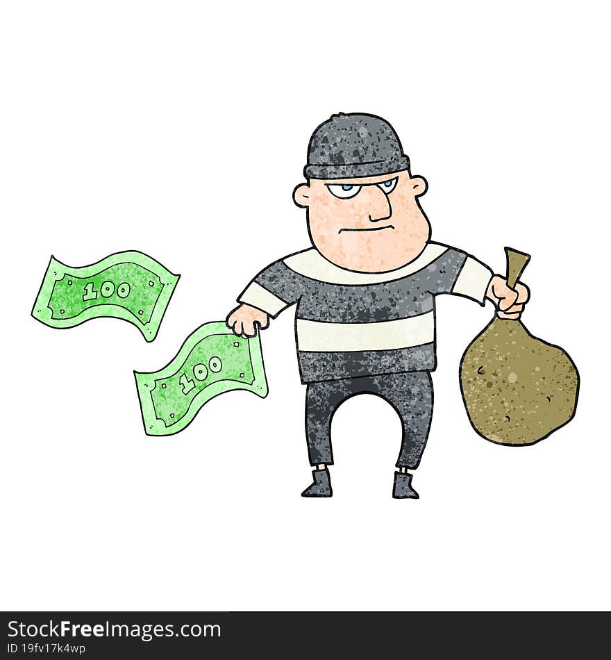 Textured Cartoon Bank Robber