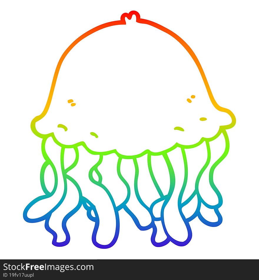 rainbow gradient line drawing cartoon jellyfish