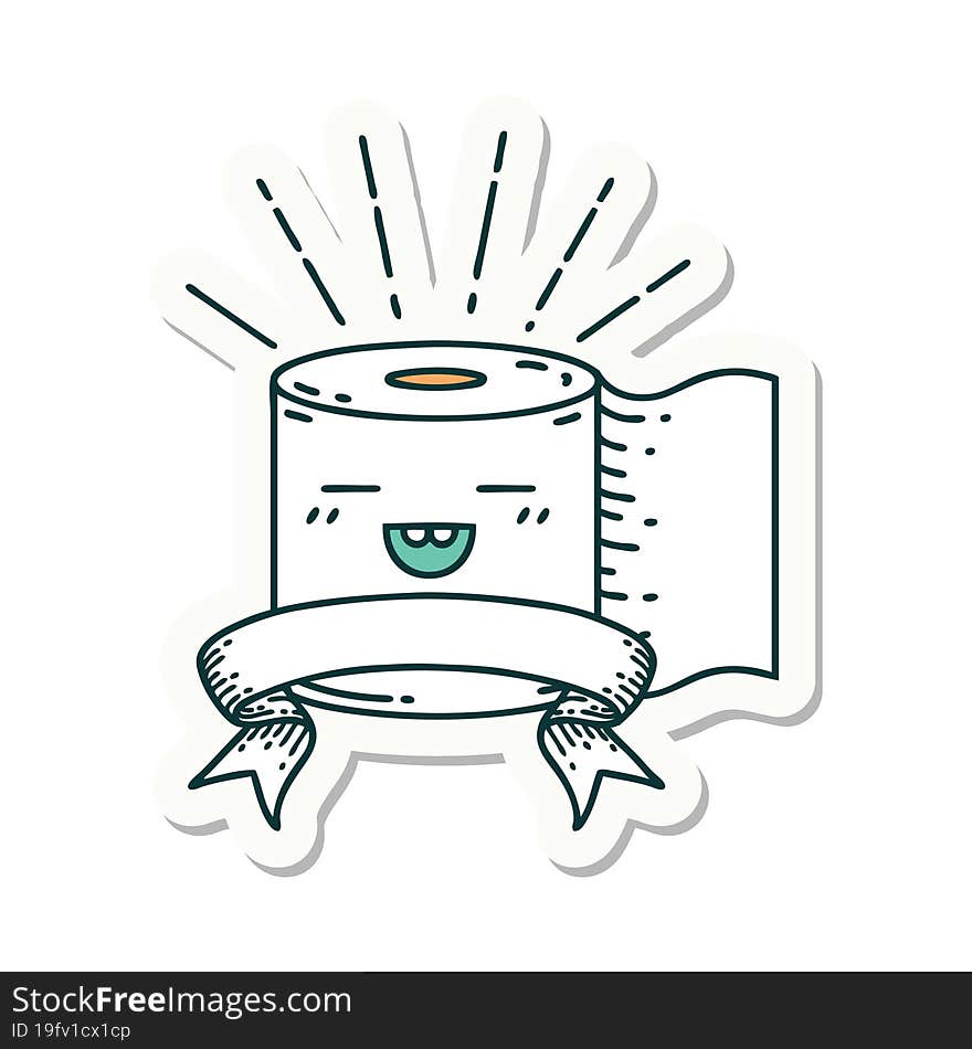 sticker of tattoo style toilet paper character