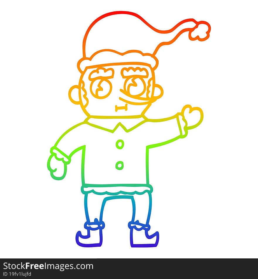 rainbow gradient line drawing cartoon christmas elf