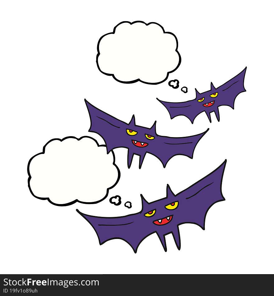 Thought Bubble Cartoon Halloween Bat