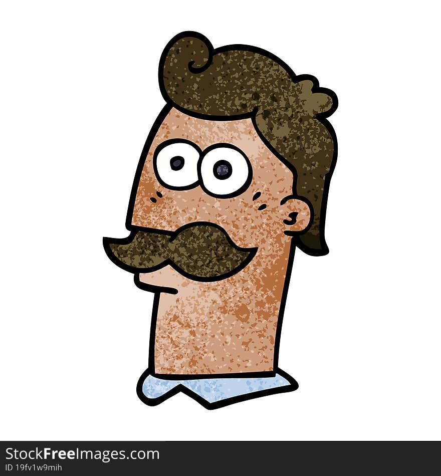 cartoon doodle man with moustache